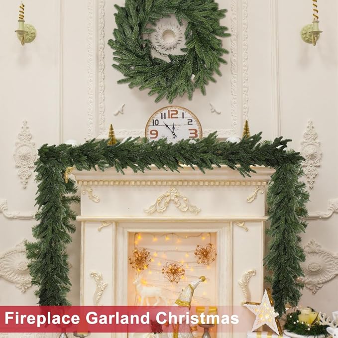 6 Ft Realistic Christmas Garland,Natural Droopy,Soft Bendable Cedar Garland, Lifelike Garland Christmas Decorations,Christmas Garland for Mantle Table Fireplace Stairs Christmas Decorations Outdoor