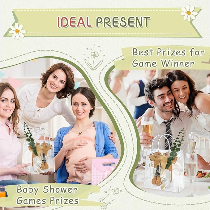 AZEAM 55Pcs Baby Shower Prizes for Game Winners, Bridal Shower Prizes with 6 Sets Clothes Cheese Board Spoon Fork Butter Knife Towel Card Plastic Bag Branch, Wedding Shower Favors for Guests