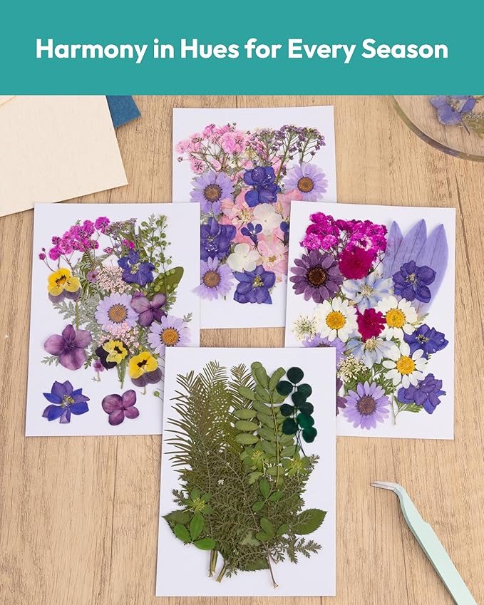 Dried Flowers, Resiners Pressed Flowers for Craft Real Natural Dried Flowers Kit for Scrapbook Supplies DIY Making Crafts Jewelry Resin Soap Candle Card Making (Violet 100pcs)