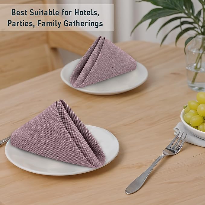 Ruvanti Cloth Napkins Set of 12, 18x18 Reusable Napkins Cloth Washable, Soft & Durable Table Napkin, Poly Cotton Fabric Dinner Napkins for Parties, Christmas, Thanksgiving, Weddings - Burgundy