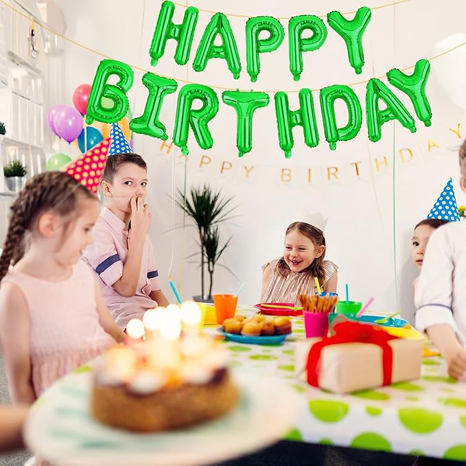 LIOZEOKUN Happy Birthday Balloon Letters 16 inch Mylar Foil Birthday Balloons Banner Sign for Birthday Party Decorations Supplies (Green)