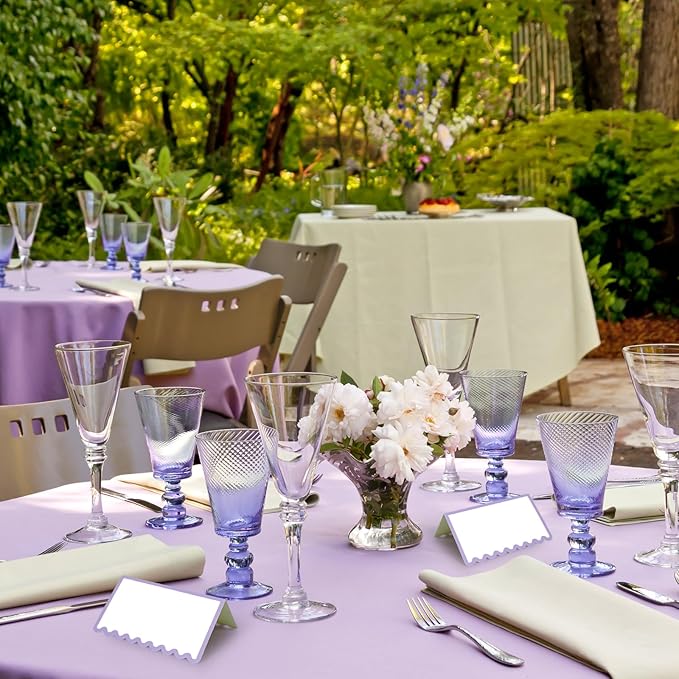 150 PCS Purple Scalloped Place Cards 2 x 3.5 Inch Blank Tented Place Card Name Cardstock Seat Assignment Label Card Reserved Table Signs Seating Signs for Birthday Party Wedding Setting
