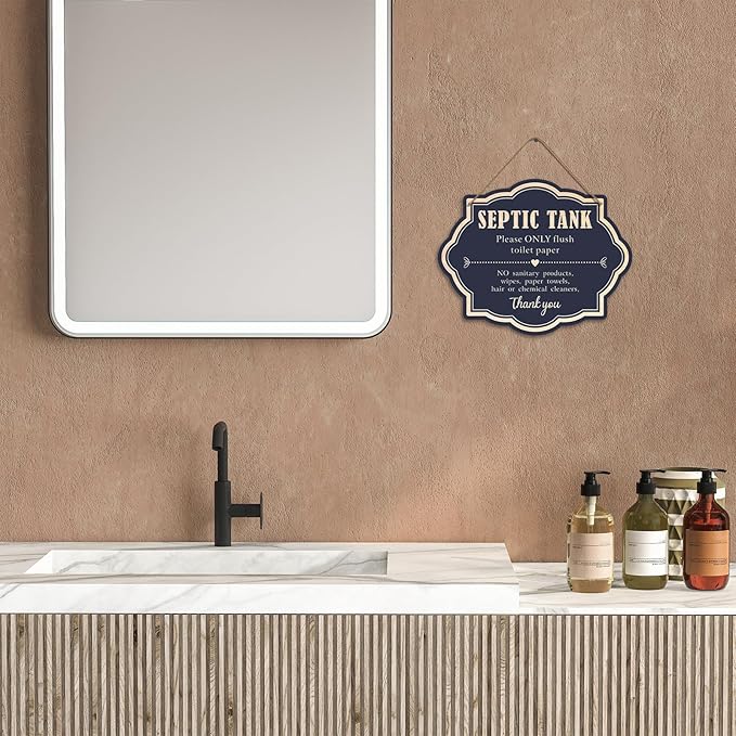 Bathroom Wood Wall Sign Bathroom Sign - Please Only Flush Toilet Paper - Rustic Wooden Hanging Decor with Funny Quote Bathroom Art for Home Toilet Humor Wall Decoration, 8 x 10 - A03