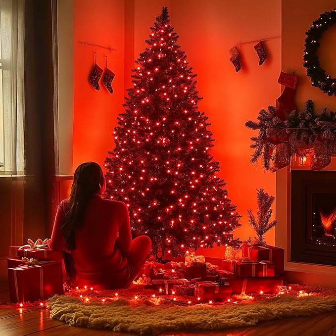 Joomer Mini Christmas String Lights - 19.5FT 100 LED Plug-in String Light, Connectable Waterproof Fairy Lights for Indoor Outdoor Decor, Patio, Home, Garden,Holiday,Christmas Decoration - Red