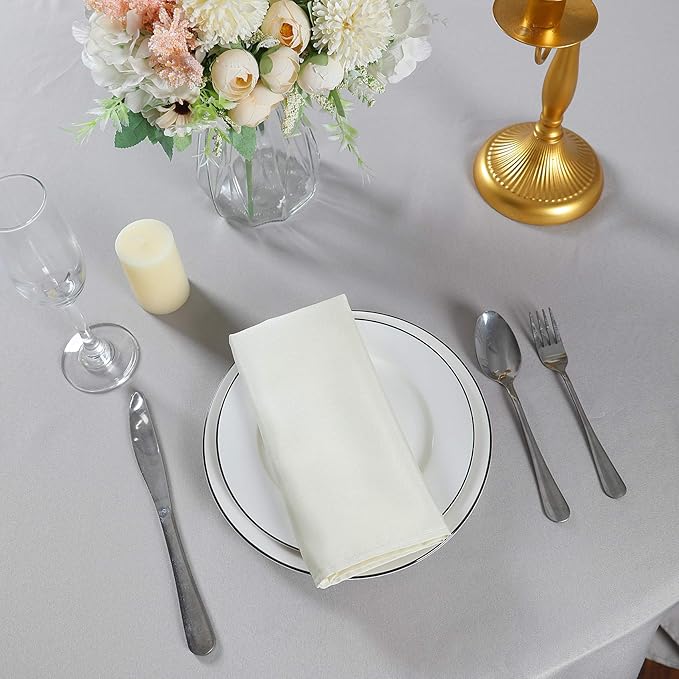 Cloth Napkins 17x17 inch Washable Polyester Dinner Napkins Soft Table Napkins for Wedding Party Dining Banquet(Ivory,50PCS)