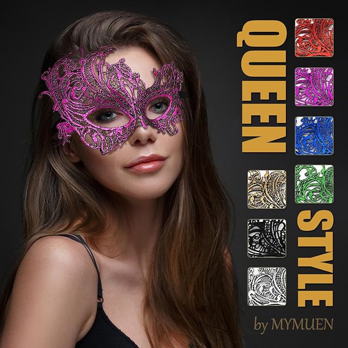 MYMENU Masquerade Mask for Women Couple Mardi Gras Mask for Men Venetian Halloween Mask for Party Prom Ball