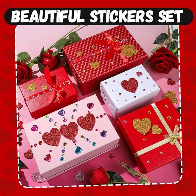 YGDZ Glitter Foam Stickers Set, Colorful Self Adhesive Stars Heart Gems Sticker for Kids Crafts, Rhinestones Jewel Home Decorations, for Cheer Pins, Craft Supplies for Kids