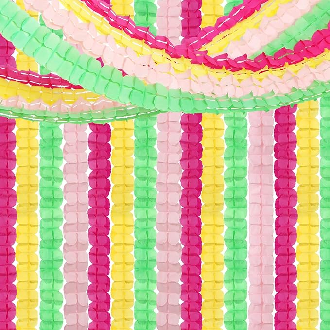 Hawaiian Luau Party-Decorations Streamer Garland - 157Ft Tropical Aloha Theme Supplies Four-Leaf Clover,Rose Red Pink Green Yellow Hanging Banner,Spring Summer Beach Birthday Baby Shower Decor Hugtmr