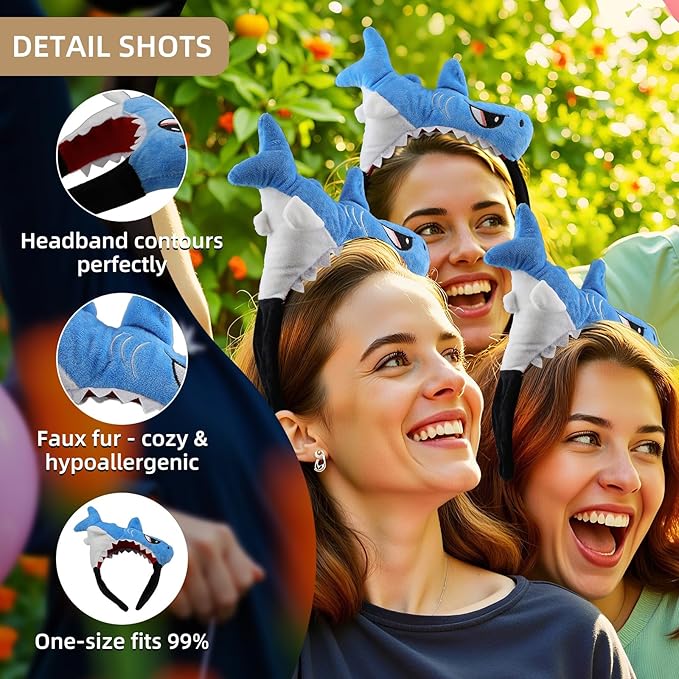 Shark Headband, Shark Fin Headband Fish Hairdband Shark Costume Headpiece for Halloween Birthday Party For Animal Cosplay Cute Party Headwear Halloween Cosplsy Costume