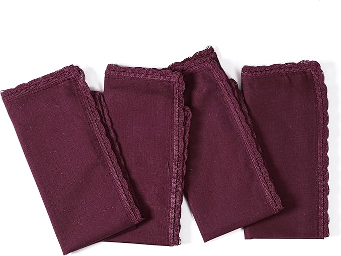 Ramanta Home Linen Flax Cloth Napkins Set of 24 | 18x18 Inch | Premium Cotton Linen Flax Lace Soft & Durable | Washable Ideal for Everyday Use Parties Thanksgiving Christmas Halloween Burgundy