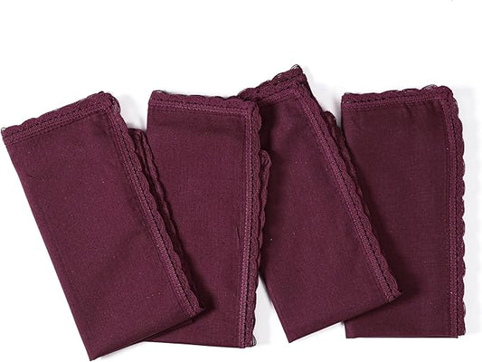 Ramanta Home Linen Flax Cloth Napkins Set of 4 |18x18 Inch | Premium Cotton Linen Flax Lace Soft & Durable | Washable Ideal for Everyday Use Parties Thanksgiving Christmas Halloween Burgundy