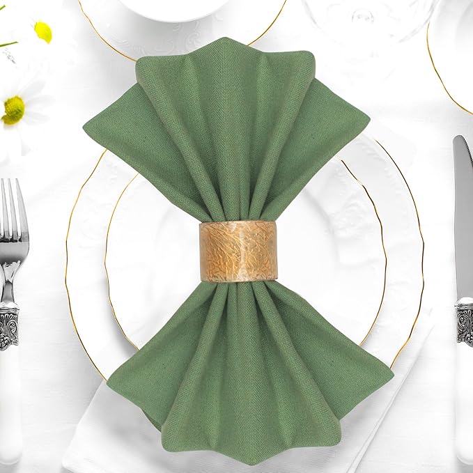 Fall Cloth Napkins Set of 12 100% Cotton Harvest Dinner Napkins 18"x18" Sage Color Highly Absorbent Soft Washable Reusable Durable Dinner Napkins Ideal for Everyday Use Thanks Giving Napkins