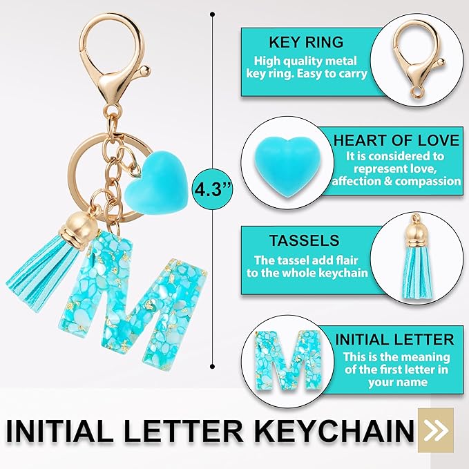Initial Letter Keychain, Butterfly Keychain Cute Resin, Initial Keychain Backpack Charms, Key chain for Women, Girls