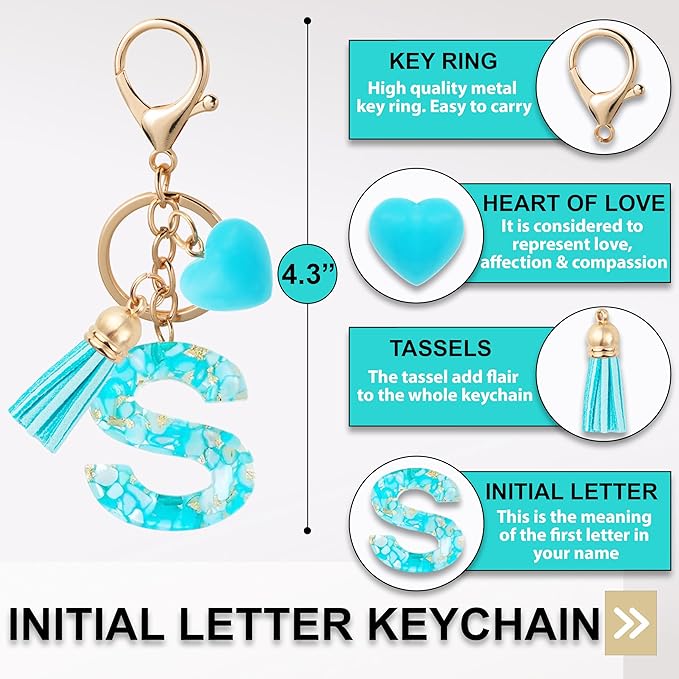 Initial Letter Keychain, Butterfly Keychain Cute Resin, Initial Keychain Backpack Charms, Key chain for Women, Girls