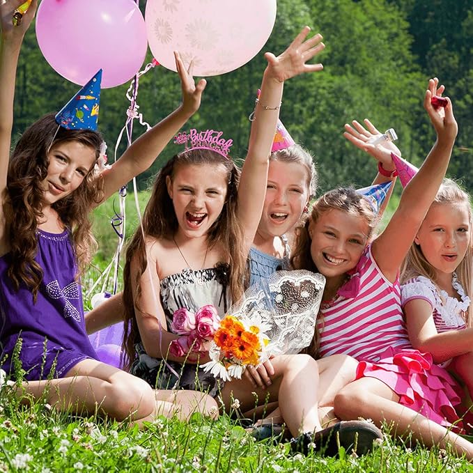 VELSCRUN 2nd 3rd 4-9th Birthday Princess Headband Pink Tiara Crown for Girls It's My Birthday Sash Party Decorations Gifts