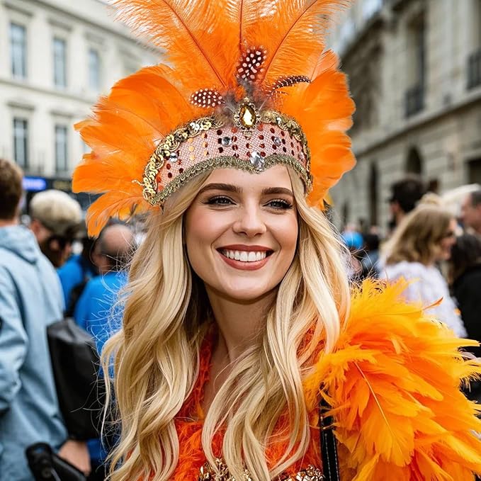 Women's Carnival Feather Headpieces Sequin Headdress for Wedding Masquerade Party Cosplay Feather Headbands