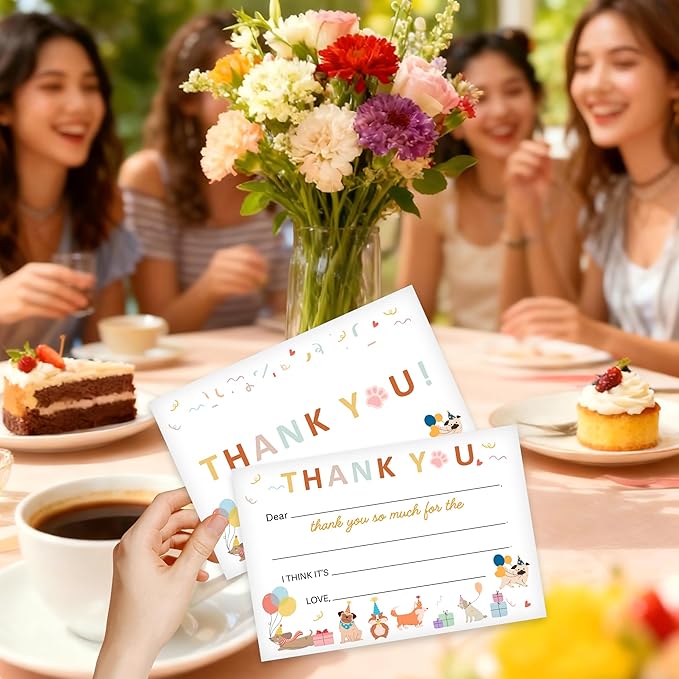 Kids Thank You Card, Dog Theme Thank You Notes, Pet Greeting Card With Envelope, Birthday Wedding Graduation Christmas Party Favors Supplies Decor(20 Pcs)-06