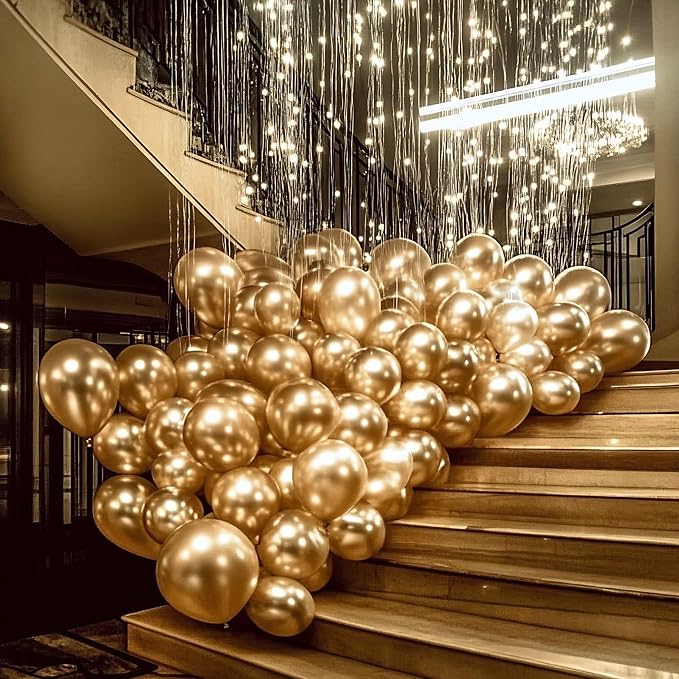 Gold Balloon Arch Kit, 125 Pcs Gold Balloons Different Sizes 18 Inch 12 Inch 10 Inch 5 Inch Metallic Gold Balloons Garland for Birthday Baby Shower Wedding Graduation Party Decoration
