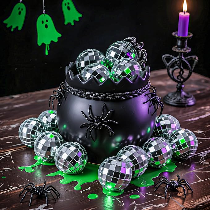 Mtlee 20 Pcs Disco Balls Decoration Mirror Disco Ball for Christmas Tree Flies Assorted Hanging Mini Glass Different Sizes Reflective with Rope for Halloween DIY Wedding Music Prom Props