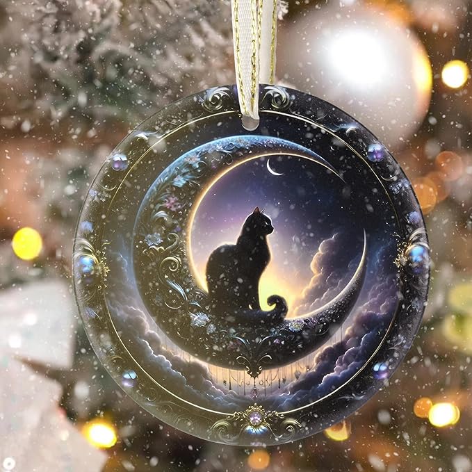 Touber Christmas Ornaments - Tree Decorations - Black Cat Moon