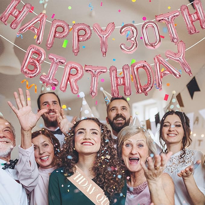 76pcs Happy Birthday Balloon Banner, Rose Gold Balloons Letters, Personalized 16" Mylar Foil Birthday Decorations include 2 Sets A- Z, 1 set Number 0-9 and "HAPPY BIRTHDAY" letters (with Balloon Pump)