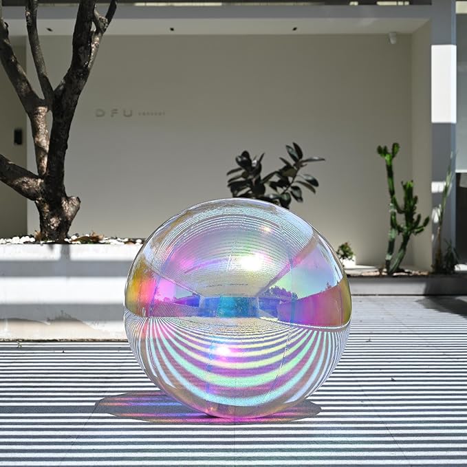 Yescom 39" Inflatable Mirror Ball Giant Iridescent Reusable Hanging Large Disco Balloon Decoration for Party Wedding Event Concerts Stage Decor