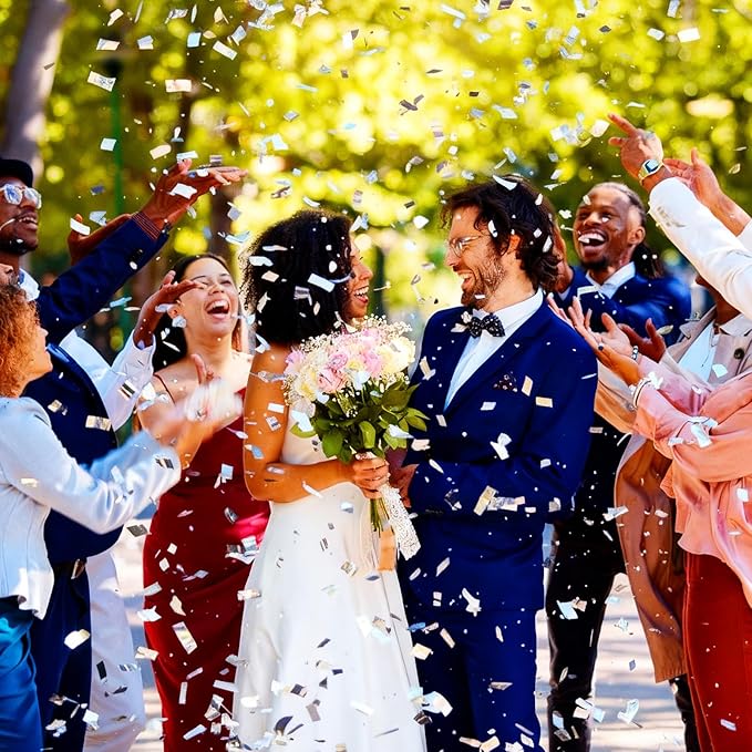 Sumind 1000 Grams Gold Silver Large Metallic Confetti Rose Glitter Throwable Table Scatter Foil Confetti for Wedding Birthday Party Baby Shower Graduation Christmas Celebrations