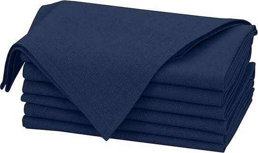Ruvanti Linen Napkins Set of 6, 18x18 Cloth Napkins, Cotton Linen Blend Napkins Cloth Washable, Soft, Reusable Dinner Napkins for Wedding, Parties, Christmas, Thanksgiving, Everyday Use - Navy