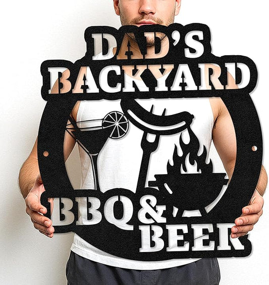 Custom BBQ Metal Sign Personalized Grill Name Wall Art for Outdoor Kitchen Patio Backyard Decor Fathers Gift for Dad Grandpa Husband Barbecue Smoker Area Sign, Grilling Lover Gifts 06
