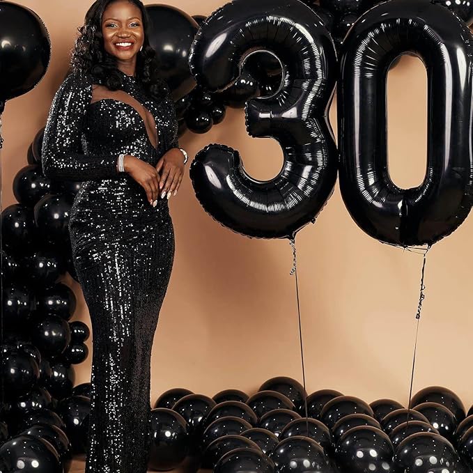 40 Inch Black 30 Number Balloons Giant Jumbo Huge 30 Foil Mylar Helium Number Digital Balloons Black Birthday Mylar Digital Balloons Dirty 30th Birthday Party 30th Anniversary Events Party Decorations