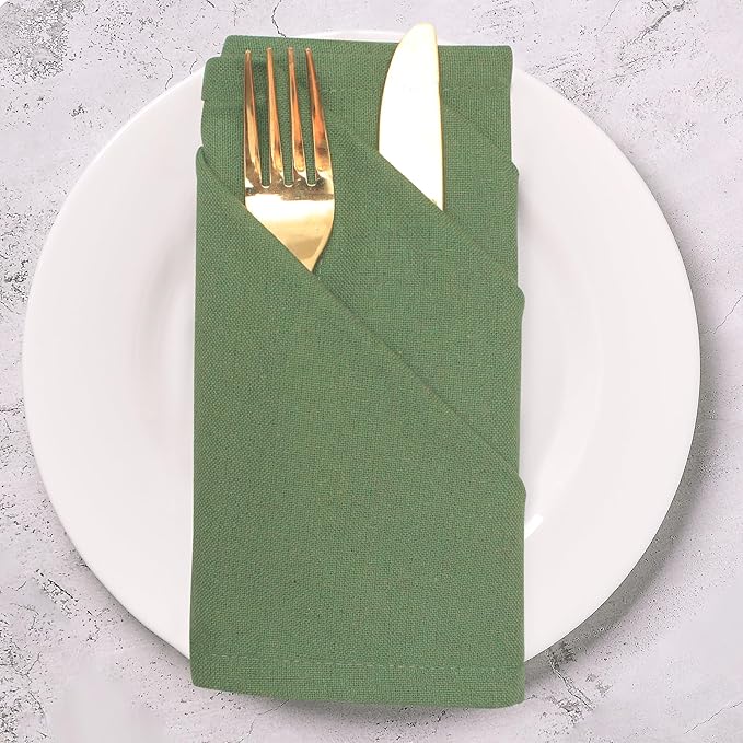 Fall Cloth Napkins Set of 12 100% Cotton Harvest Dinner Napkins 18"x18" Sage Color Highly Absorbent Soft Washable Reusable Durable Dinner Napkins Ideal for Everyday Use Thanks Giving Napkins