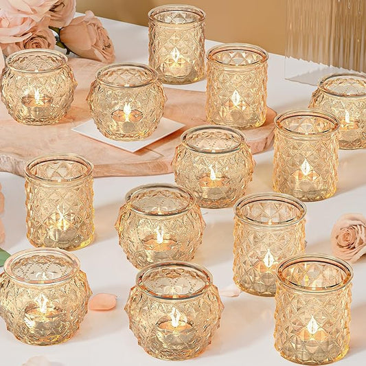 36pcs Gold Votive Candle Holders for Table Centerpiece, Glass Tea Light Candle Holder Set for Wedding Decor Home Party Decoration