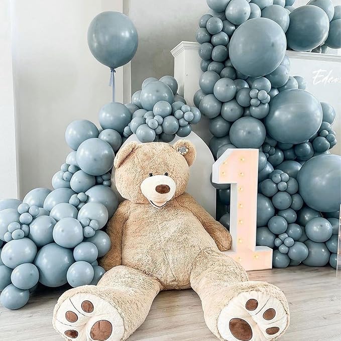 Slate Blue Balloons, 12 Inch 30 Pcs Dusty Dark Teal Latex Matte Retro Sea Fog Helium for Birthday Boho Baptism Baby Shower Party Decorations