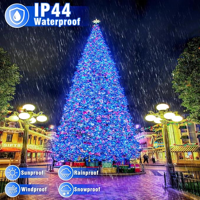 100FT 300 LED Christmas Lights Outdoor, Plug in Christmas String Lights Indoor, Waterproof & 8 Modes & Timer Function, Connectable Fairy Twinkle Light for Bedroom Wedding House Party Decor, Blue