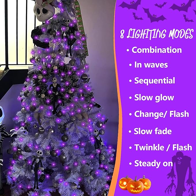 YEGUO 165ft 500 LED Christmas Lights Outdoor Waterproof, Purple String Lights Plug in, Twinkle Christmas Tree Lights Indoor with Timer Memory 8 Modes