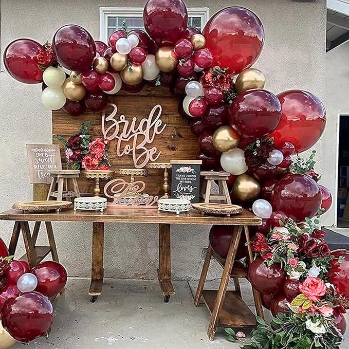 PartyWoo Retro Red Balloons, 50 pcs 12 Inch Burgundy Balloons, Maroon Balloons for Balloon Garland Arch as Party Decorations, Birthday Decorations, Wedding Decorations, Baby Shower Decorations
