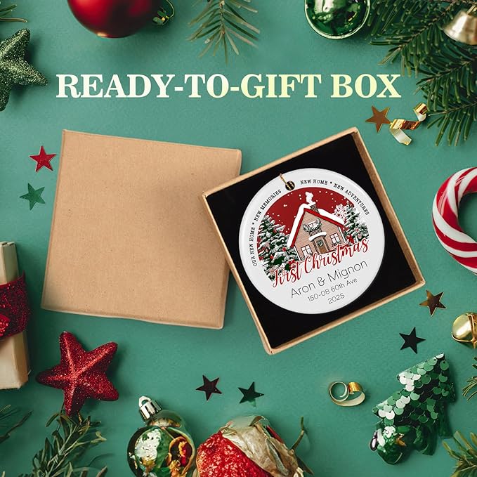 Personalized First Christmas in Our New Home Ornament 2025, Housewarming Gifts New House Photo Christmas Ornaments Christmas Tree Decoration, House Warming Gifts for Couples Owners Men Women