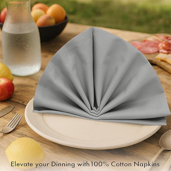 Ruvanti Premium Cloth Napkins Set of 12, 18x18 Inches, 100% Cotton, Washable, Soft & Absorbent, Perfect for Wedding, Christmas, ‎Thanksgiving Dinners - Wild Dove