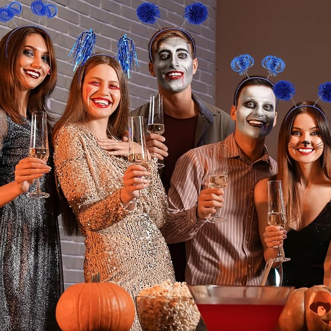 Censen 12 Pcs Christmas Pom Pom Headbands Spirit Party Headwear Tinsel Ponytails Head Bopper for Birthday Holiday