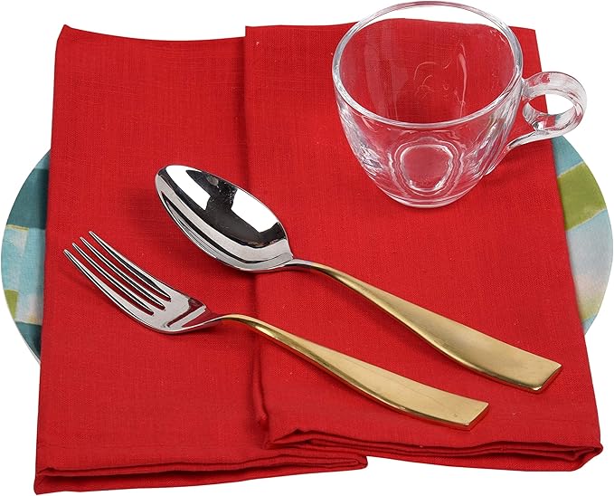 Urban Villa Dinner Napkins Solid Slub Set of 6 MUL Color Dinner Napkins Size 20X20 in Cloth Napkins Cotton Cloth Napkins Premium Quality Mitered Corner Ultra Soft DinnerNapkins