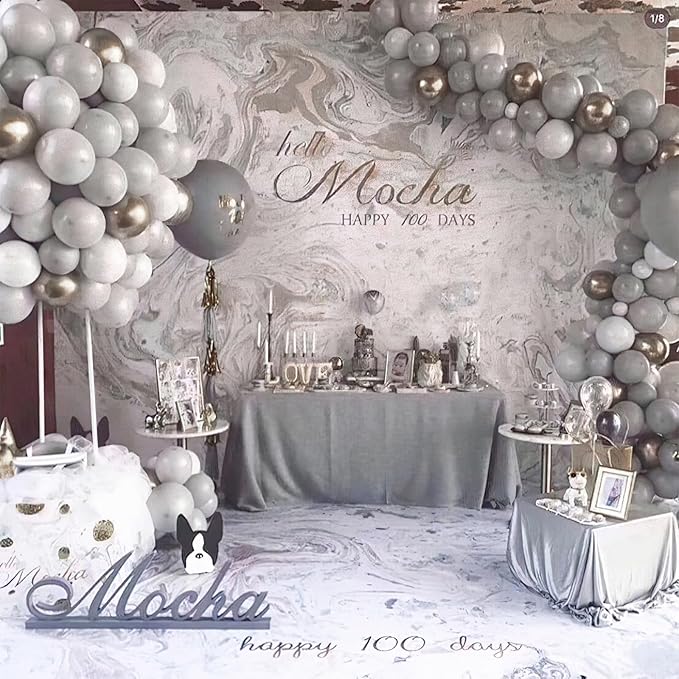 PartyWoo Grey Balloons 50pcs 12 Inch Light Pastel Pale Gray Latex Helium Balloons for Baby Shower Engagement Anniversary Graduation Wedding Bachelorette Birthday Retirement Party Decorations Gray-Y76