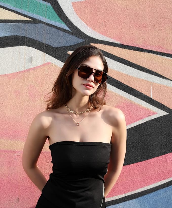 FEISEDY Retro Square Aviator Sunglasses Women Men 70s Vintage Trendy Plastic Frame Sun Glasses B4158