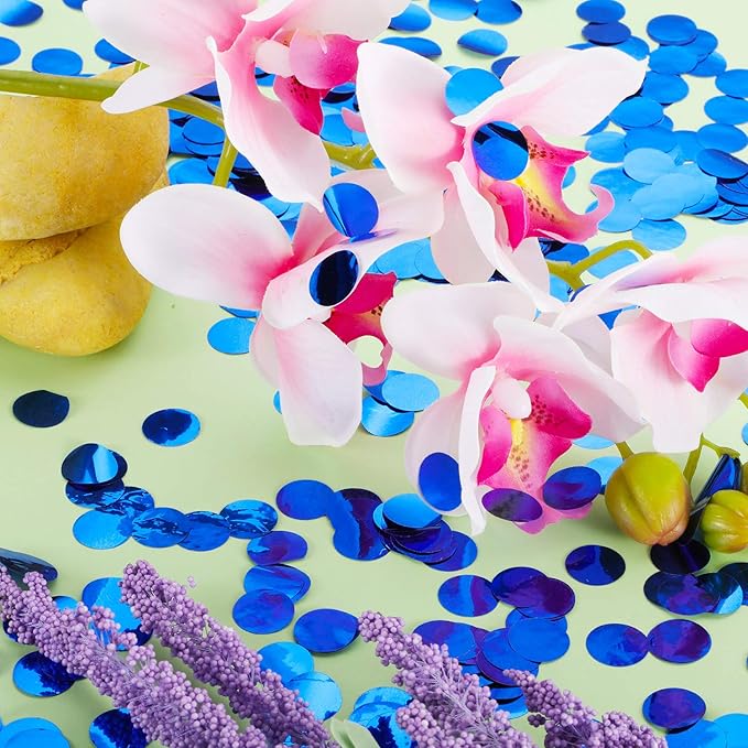 TecUnite Round Tissue Paper Table Confetti Dots for Wedding Birthday Party Decoration, 1.76 oz(Sapphire Blue Foil Confetti,1.5 cm)