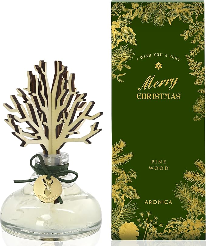 Aronica Christmas Diffuser 120ml / 4floz- Pine Wood Scent, Eucalyptus Mint Essential Oil Reed Diffuser, Fir Tree Scent Oil Classy Christmas Home Decor Holiday, Luxury Skandinavisk High End Oils