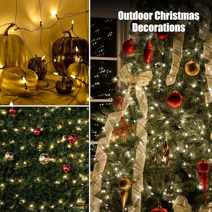 120Led Christmas Net Lights Outdoor 5ft x 6ft Connectable, 8 Modes Waterproof Black Wire 29V Plug in Mesh Net Christmas Lights for Garden, Yard, Bushes, Trunk, Xmas Tree Decor (Warm White)