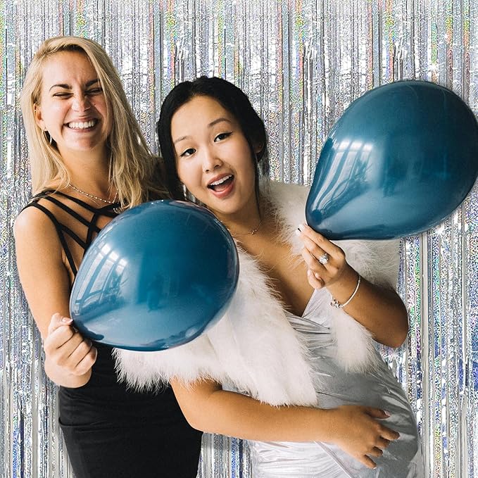 Tinsel Curtain Party Backdrop Silver Birthday Decorations 2 Packs Glitter Foil Fringe Decor Streamers Photo Booth for Christmas Wedding Halloween Graduation Decorations