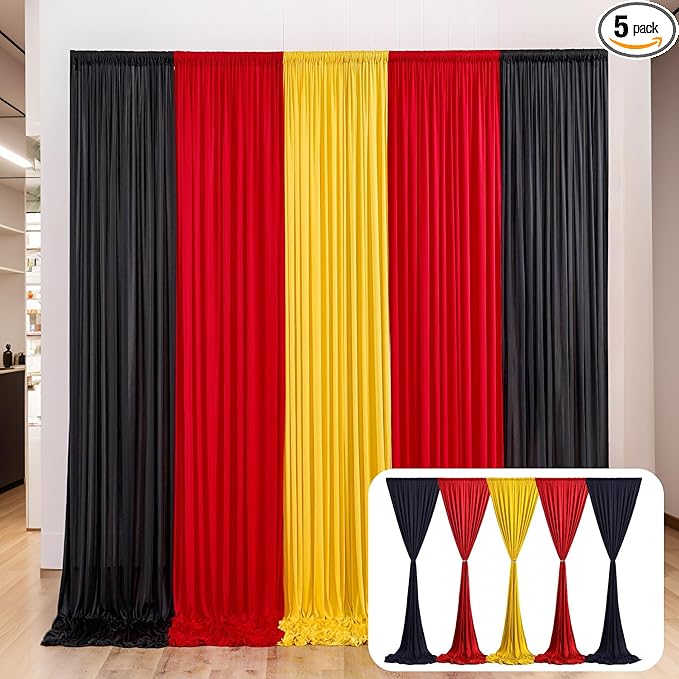 Red Black Yellow Backdrop Curtains Birthday Party Decorations Curtain Backdrop for Baby Shower Festival Decor 10×7ft