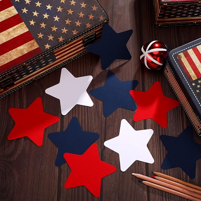 360 Pcs Patriotic Star Cutouts Paper Stars 4th of July Star Cut Outs Independence Day Star Shapes Die-Cuts for Memorial Day Bulletin Board Home Office School Party Decor DIY Craft, Red White Blue