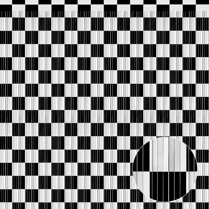 Crosize 3 Pack 3.3 x 9.9 ft Black & White Foil Fringe Curtains Party Decorations, Black & White Tinsel Curtain Backdrop for Parties, Door Streamers, Glitter Streamer Backdrop for Birthday Decoration