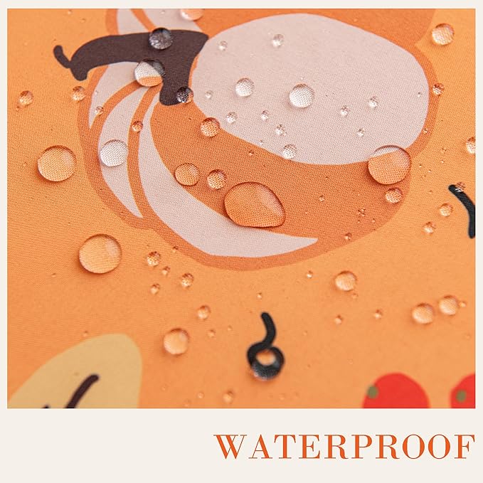 Thanksgiving Waterproof Tablecloth – Fall Harvest Pumpkins, Maple Leaves & Berries Print – Autumn Rectangle Table Cover for Dining or Party, Brown, 60" Round